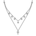 thumbnail image 1 of 925 Sterling Silver Rhodium Plated Cubic Zirconia Religious Faith Cross With 2inch Ext. Necklace 16 Inch 0.375mm Wide Pe, 1 of 2