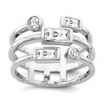 thumbnail image 1 of 925 Sterling Silver Rhodium Plated Cubic Zirconia Ring Size 6 Ring for Women, 1 of 2