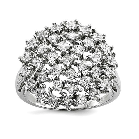 925 Sterling Silver Rhodium Plated Cubic Zirconia Ring Size 6 Ring for Women