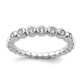 thumbnail image 1 of 925 Sterling Silver Rhodium Plated Cubic Zirconia Ring Size 8 2.41mm Wide Ring for Women, 1 of 2