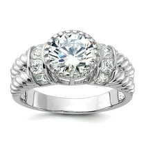 925 Sterling Silver Rhodium Plated Cubic Zirconia Rope Design Ring Size 8 Ring for Women - 4.6 Grams