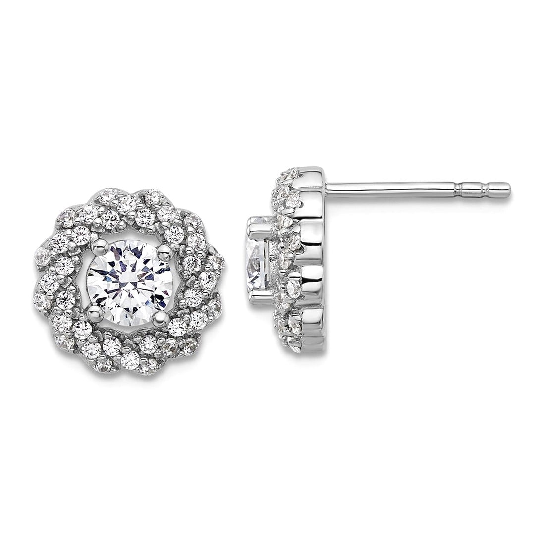 925 Sterling Silver Rhodium Plated With Cz Stud Earring For Women main image 0