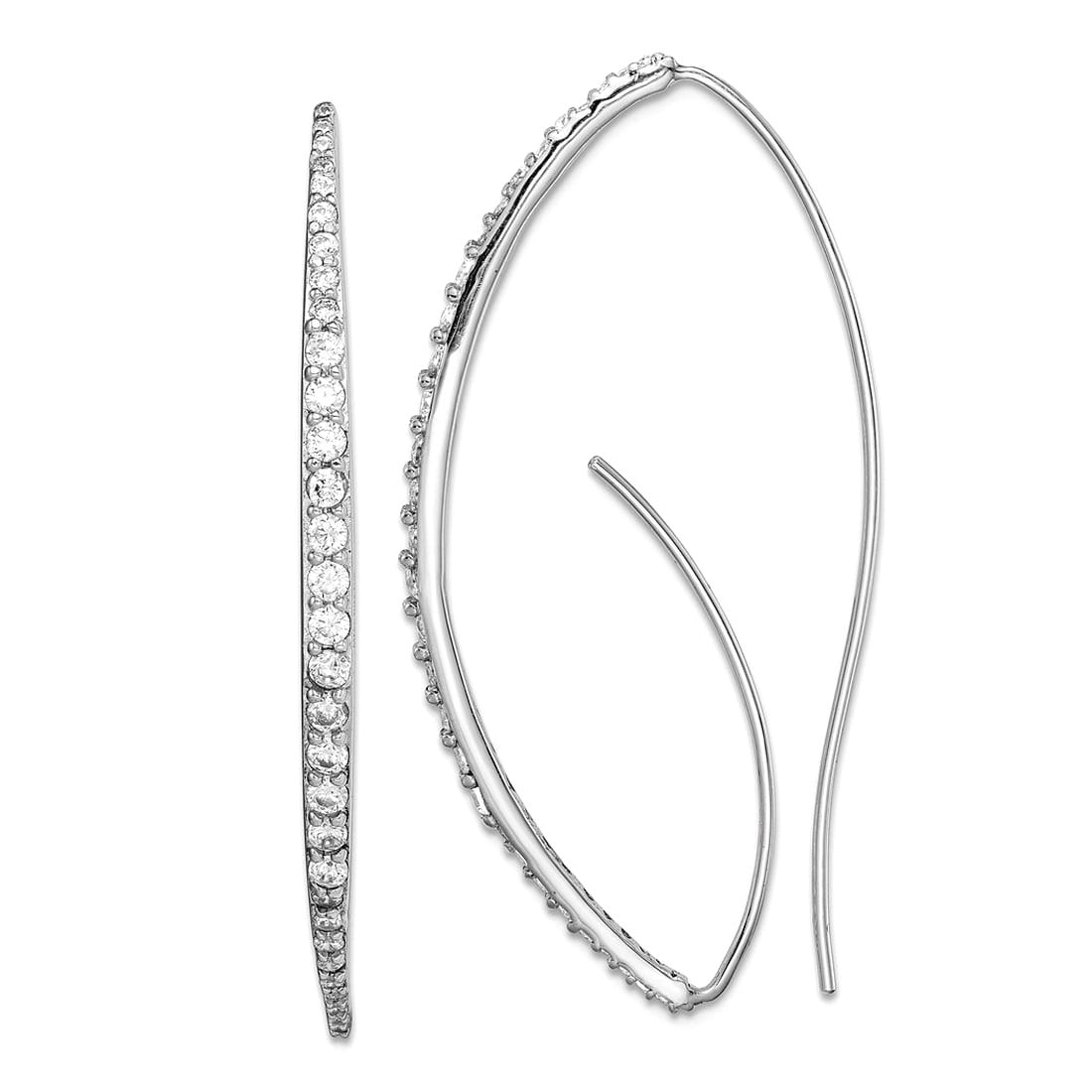 925 Sterling Silver Rhodium Plated Cubic Zirconia Threader Earrings 43.4mm long Stud Earring for Women