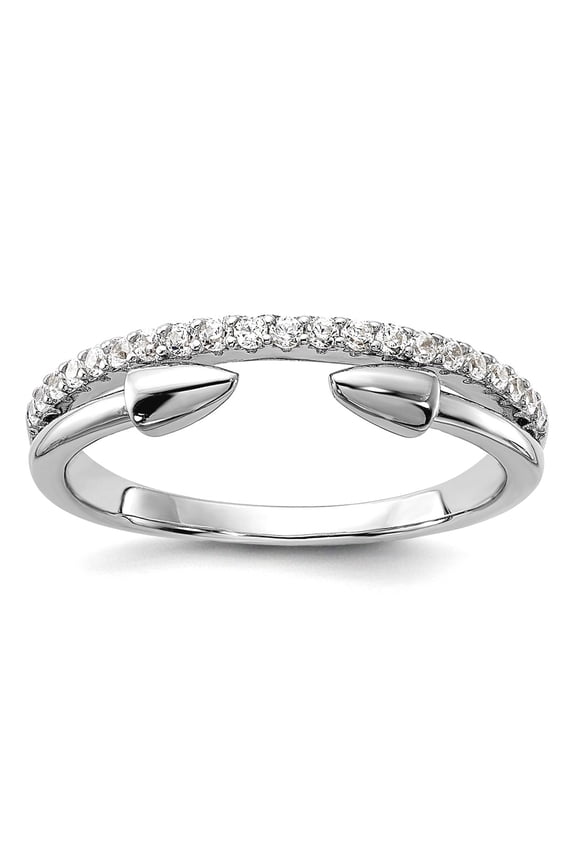 925 Sterling Silver Rhodium Plated Cubic Zirconia With Open Arrow Band Size 8 1.8mm Wide Ring for Women and Men