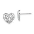 thumbnail image 1 of 925 Sterling Silver Rhodium Plated CZ Heart Post Earrings; for Adults and Teens; for Women and Men, 1 of 3