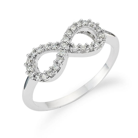925 Sterling Silver Rhodium Plated CZ Infinity Ring