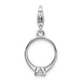 thumbnail image 1 of 925 Sterling Silver Rhodium-Plated CZ Polished Ring With Lobster Clasp Charm Pendant; for Adults and Teens; for Women and Men, 1 of 3