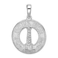 thumbnail image 1 of 925 Sterling Silver Rhodium Plated Cape Cod With Lighthouse Circle Pendant Necklace 26.48mm long Pendant for Women, 1 of 2
