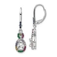 thumbnail image 1 of 925 Sterling Silver Rhodium Plated Colorful Cubic Zirconia Infinity Dangle Leverback Earrings 33.5x8.2mm Wide Dangle Ear, 1 of 2