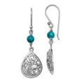 thumbnail image 1 of 925 Sterling Silver Rhodium Plated Compressed Simulated Turquoise Cubic Zirconia Long Drop Dangle Earrings Measu 39.8x12, 1 of 2