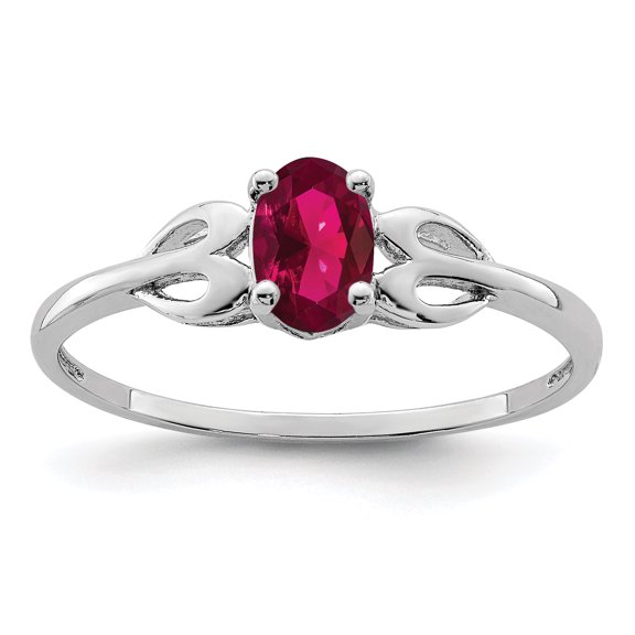 925 Sterling Silver Rhodium-Plated Created Ruby Ring Size 8