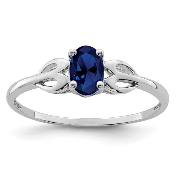 925 Sterling Silver Rhodium-Plated Created Sapphire Ring Size 9