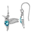 thumbnail image 1 of 925 Sterling Silver Rhodium Plated Crystal Inlay Hummingbird Long Drop Dangle Earrings 26x19mm Wide Dangle Earring for W, 1 of 2