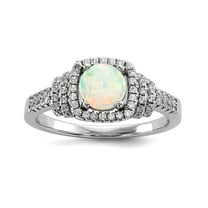 925 Sterling Silver Rhodium Plated Cubic Zirconia and Simulated White Opal Ring Size 6 1.68mm Wide <mm Thick Ring for Wo