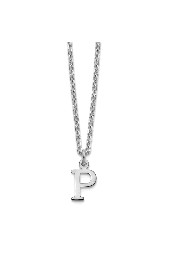 925 Sterling Silver Rhodium Plated Cutout Letter P Initial Necklace Pendant Necklace for Women