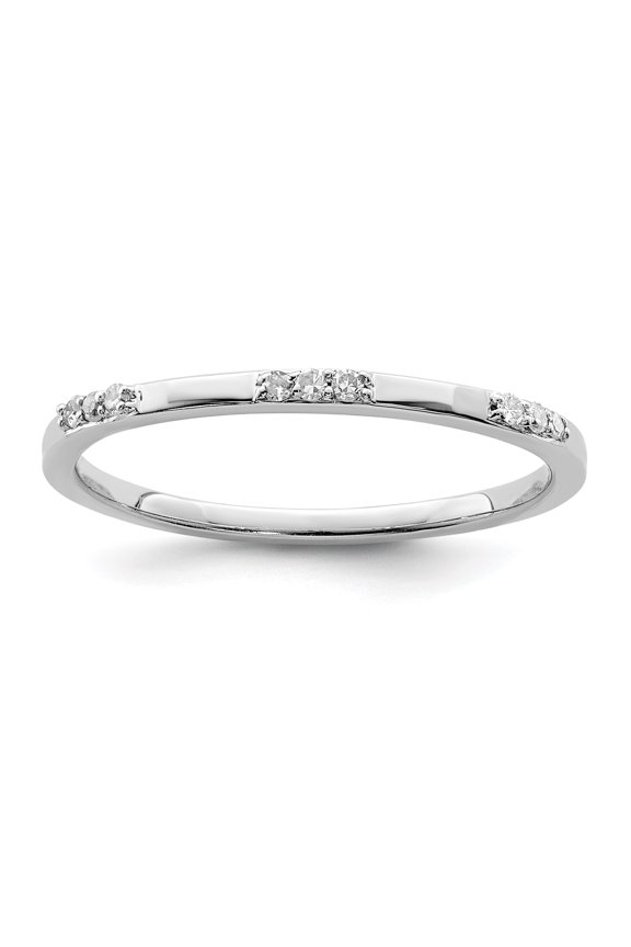 925 Sterling Silver Rhodium Plated Diamond Ring Size 8