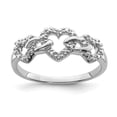 thumbnail image 1 of 925 Sterling Silver Rhodium Plated Diamond Triple Heart Ring Size 6, 1 of 2