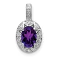 thumbnail image 1 of 925 Sterling Silver Rhodium Plated Diamond and Amethyst Pendant, 1 of 7