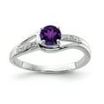 thumbnail image 1 of 925 Sterling Silver Rhodium Plated Diamond and Amethyst Round Ring Size 6, 1 of 2