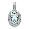 thumbnail image 1 of 925 Sterling Silver Rhodium Plated Diamond and Aquamarine Pendant, 1 of 7