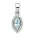 thumbnail image 1 of 925 Sterling Silver Rhodium Plated Diamond and Aquamarine Pendant, 1 of 5