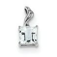 thumbnail image 1 of 925 Sterling Silver Rhodium Plated Diamond and Aquamarine Square Shaped Pendant, 1 of 2