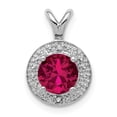 thumbnail image 1 of 925 Sterling Silver Rhodium Plated Diamond and Created Ruby Pendant, 1 of 7