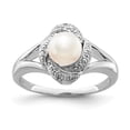 thumbnail image 1 of 925 Sterling Silver Rhodium-Plated Diamond and Freshwater Cultured Pearl Ring Size 7, 1 of 7