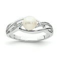 thumbnail image 1 of 925 Sterling Silver Rhodium Plated Diamond and Freshwater Cultured Pearl Ring Size 8, 1 of 2