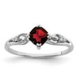 thumbnail image 1 of 925 Sterling Silver Rhodium Plated Diamond and Garnet Cushion Ring Size 8 Measures 2mm Wide - Ring for Women, 1 of 2