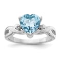 thumbnail image 1 of 925 Sterling Silver Rhodium Plated Diamond and Light Swiss Blue Topaz Heart Ring Size 9, 1 of 5