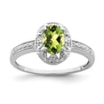 thumbnail image 1 of 925 Sterling Silver Rhodium-Plated Diamond and Peridot Ring Size 5, 1 of 5