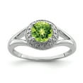 thumbnail image 1 of 925 Sterling Silver Rhodium-Plated Diamond and Peridot Ring Size 7, 1 of 6