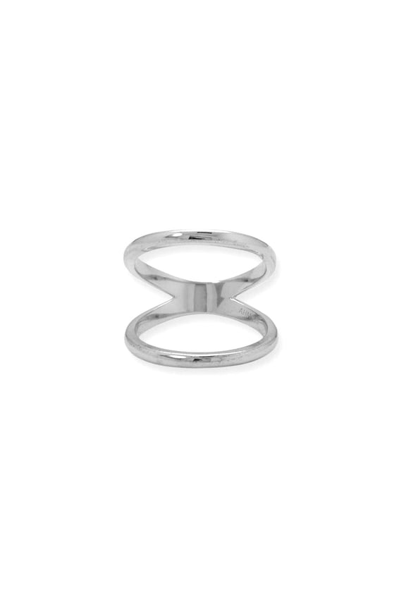 925 Sterling Silver Rhodium Plated Double Band Knuckle Ring Size 8 Ring for Women and Men