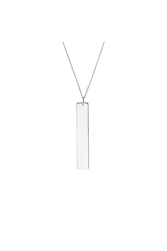 925 Sterling Silver Rhodium Plated Drop Adjustable Bar Name Plate Necklace Sparkle-Cut Cable 18 Inch Pendant Necklace fo
