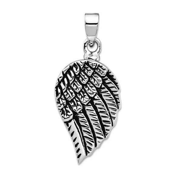 925 Sterling Silver Rhodium Plated Enameled Religious Guardian Angel Wing Ash HolderPendant Necklace 26.6x16mm Wide Pend