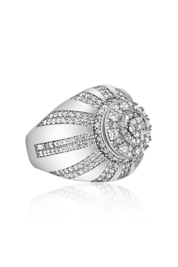 925 Sterling Silver Rhodium Plated Encrusted Raising Sun Ring Band White CZ Female Size 11