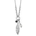 thumbnail image 1 of 925 Sterling Silver Rhodium Plated Feather and Cubic Zirconia With 1 In Extension Necklace 16 Inch 7.54mm Wide Pendant N, 1 of 2