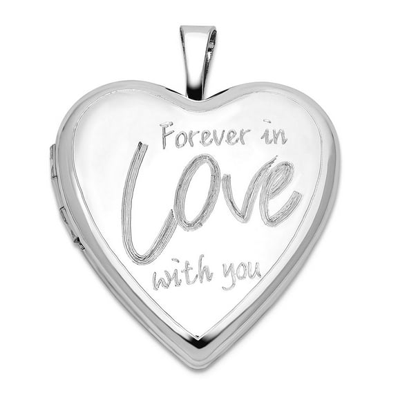 925 Sterling Silver Rhodium Plated Forever In Love With You 20mm Heart Locket Locket Necklace for Women
