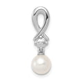 thumbnail image 1 of 925 Sterling Silver Rhodium Plated Freshwater Cultured Pearl Diamond Pendant, 1 of 2