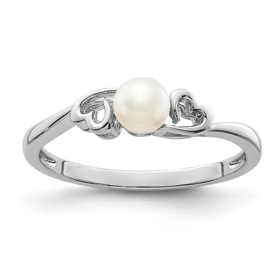 925 Sterling Silver Rhodium-Plated Freshwater Cultured Pearl Ring Size 5