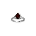 thumbnail image 1 of 925 Sterling Silver Rhodium Plated Garnet and White Topaz Ring 10mm X 7mm Pear-Shaped 2mm White Topaz Ac Ring for Women, 1 of 2