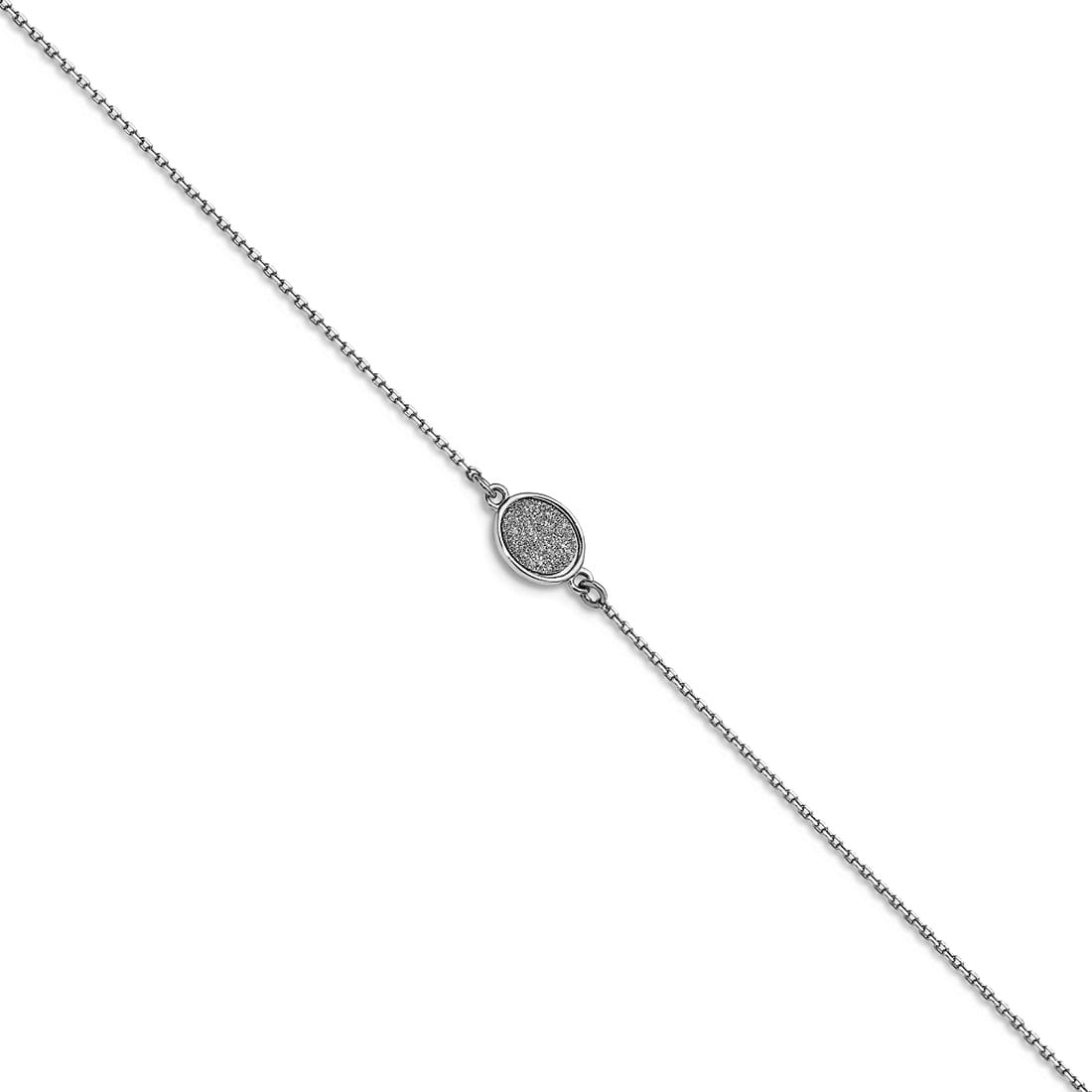 925 Sterling Silver Rhodium Plated Glitter-infused With 1inch Ext. Anklet 9 Inch 1mm Wide Anklet for Women