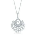 thumbnail image 1 of 925 Sterling Silver Rhodium Plated/Gold Plated High Polished Circle Wave Designed Cluster Cubic Zirconia 18’’ Pendant Necklace, 1 of 4