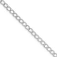 thumbnail image 1 of 925 Sterling Silver Rhodium Plated Half round Wire Curb Chain; 8 inch; Lobster (Fancy) Clasp; for Adults and Teens; for Women and Men, 1 of 1