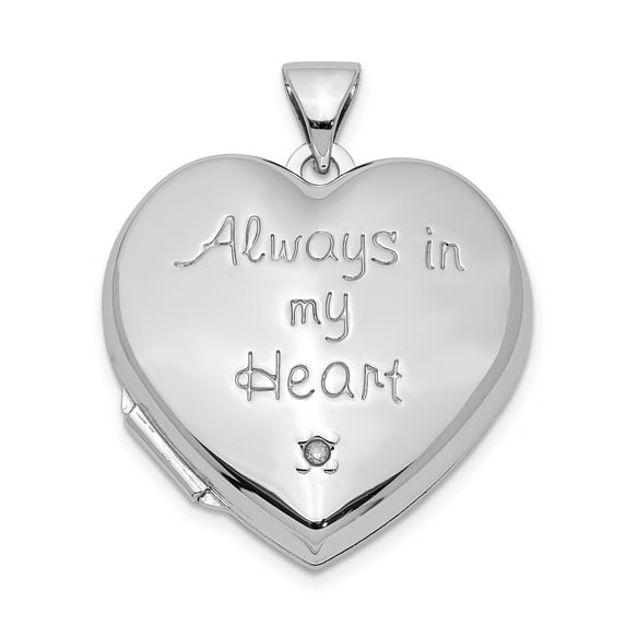 925 Sterling Silver Rhodium-Plated Heart with Diamond Locket