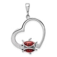 thumbnail image 1 of 925 Sterling Silver Rhodium Plated Heart with Enameled Ladybug Pendant, 1 of 5