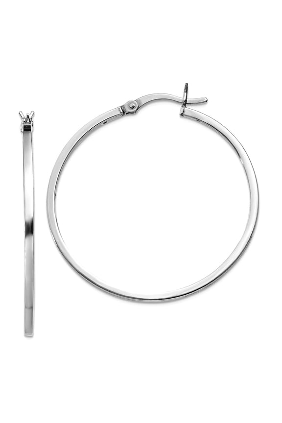 925 Sterling Silver Rhodium Plated Hinged Earrings 36x36mm Wide 1.5mm Thick Stud Earring for Women