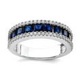 thumbnail image 1 of 925 Sterling Silver Rhodium Plated Lab Cr Blue Spinel and Cubic Zirconia Ring Size 7 4mm Wide Ring for Women, 1 of 2