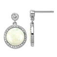 thumbnail image 1 of 925 Sterling Silver Rhodium Plated Lab Simulated Opal and Cubic Zirconia Post Long Drop Dangle Earrings - Dangle Earring, 1 of 2